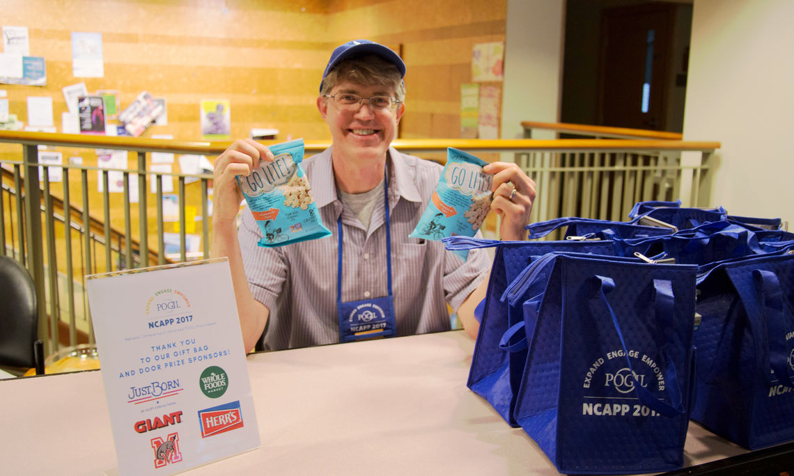 Tim Herzog and our epic swag bags!